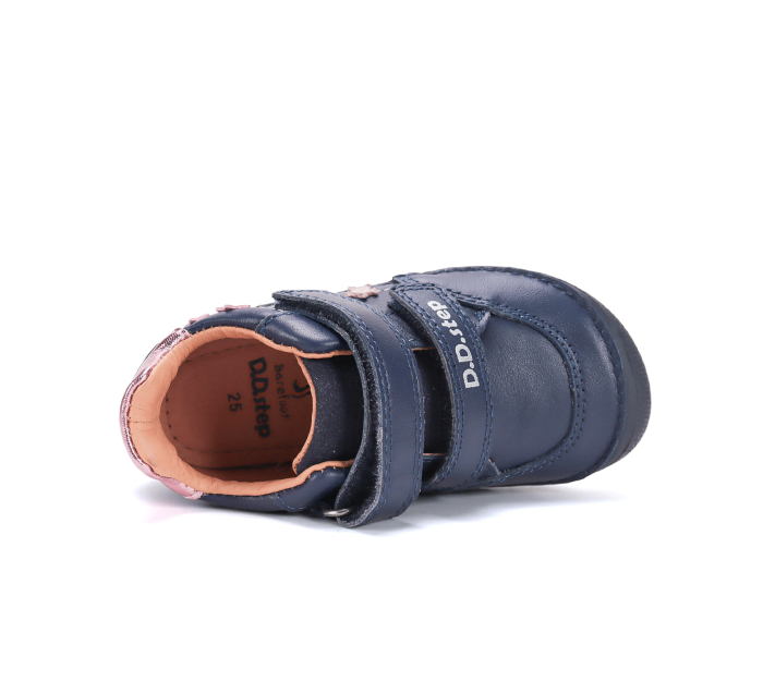 Pantofi Barefoot Copii DDStep Bleumarin Steluțe Roz S063-62567A - Piele Naturală [3]