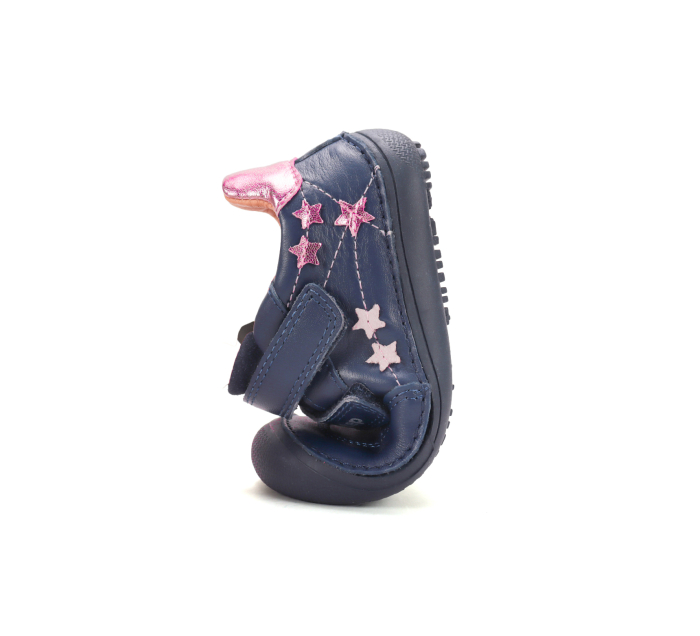 Pantofi Barefoot Copii DDStep Bleumarin Steluțe Roz S063-62567A - Piele Naturală [4]