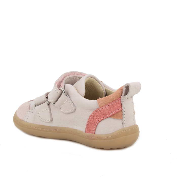 Pantofi copii din piele naturala si nabuc fete, roz cu floricele - Primigi [3]