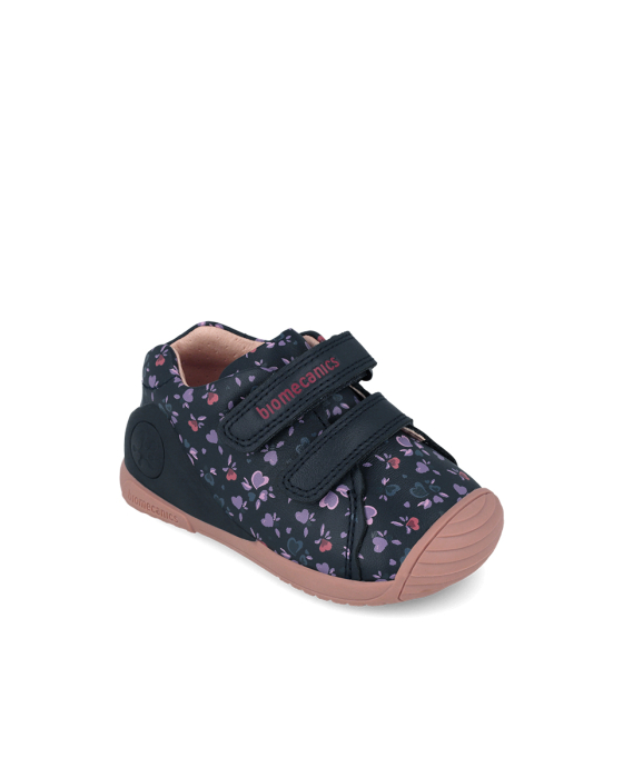 Pantofi copii, fete, din piele naturala, bleumarin/mov cu inimioare, Biomecanics [2]