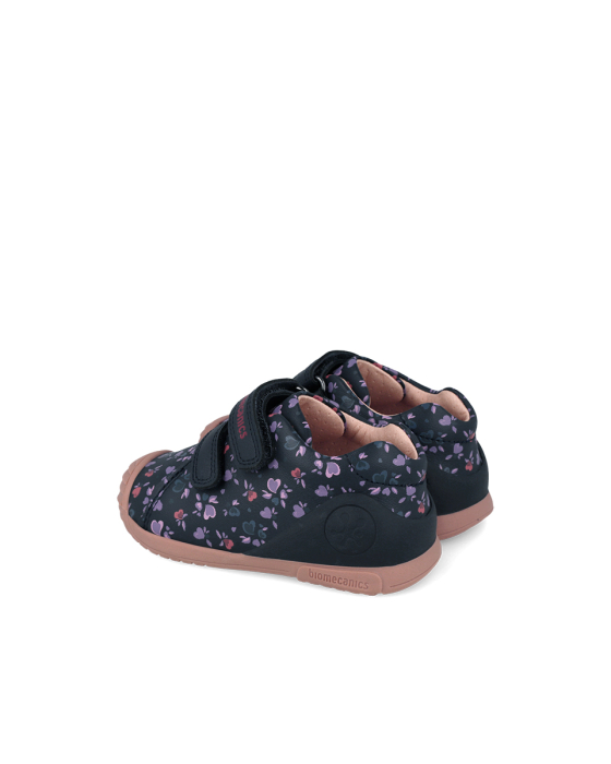 Pantofi copii, fete, din piele naturala, bleumarin/mov cu inimioare, Biomecanics [5]