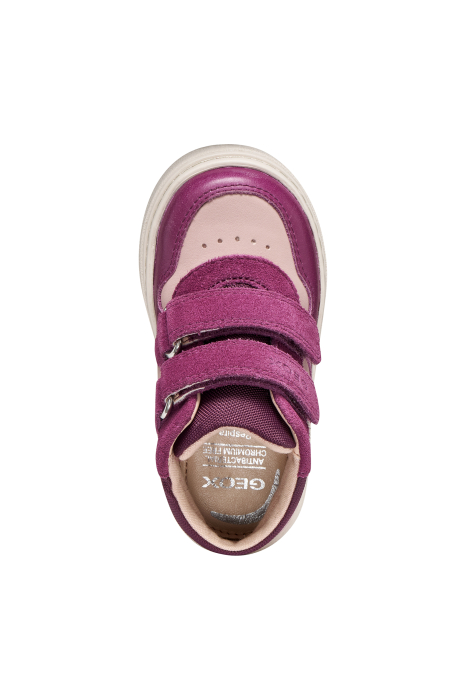 Ghete copii, fete, mid-high, din piele intoarsa si piele naturala, violet/roz, Geox [2]