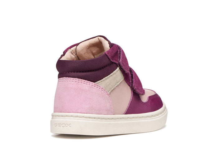 Ghete copii, fete, mid-high, din piele intoarsa si piele naturala, violet/roz, Geox [7]
