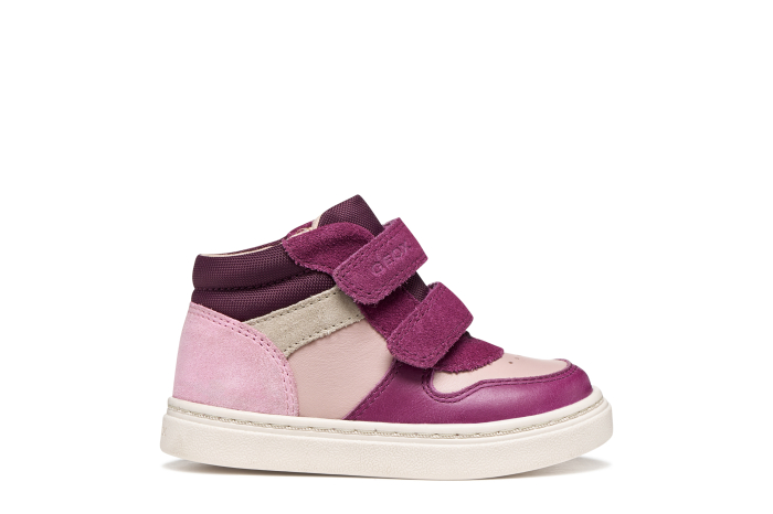 Ghete copii, fete, mid-high, din piele intoarsa si piele naturala, violet/roz, Geox [3]