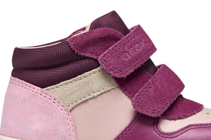 Ghete copii, fete, mid-high, din piele intoarsa si piele naturala, violet/roz, Geox [9]