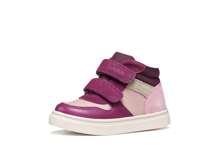 Ghete copii, fete, mid-high, din piele intoarsa si piele naturala, violet/roz, Geox [4]