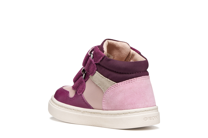 Ghete copii, fete, mid-high, din piele intoarsa si piele naturala, violet/roz, Geox [6]