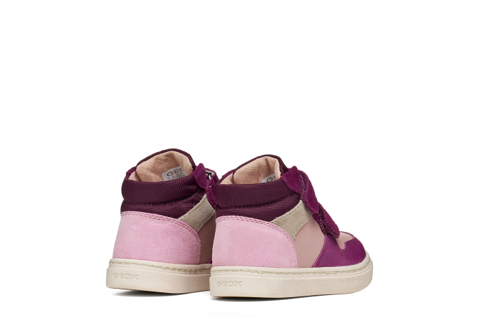 Ghete copii, fete, mid-high, din piele intoarsa si piele naturala, violet/roz, Geox [5]