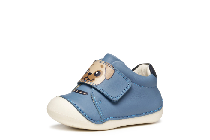 Pantofi copii Geox B3539C 00085 C4128, primii pași – Albastru cu cățeluș [6]