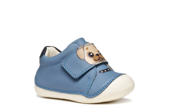 Pantofi copii Geox B3539C 00085 C4128, primii pași – Albastru cu cățeluș [4]