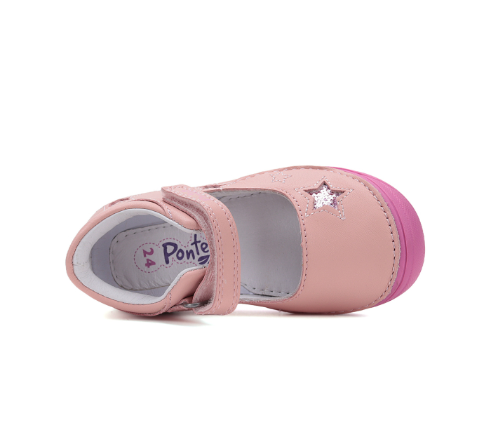 Pantofi decupati, balerini fete din piele naturala, cu supinatie, roz fucsia, Ponte20 [2]