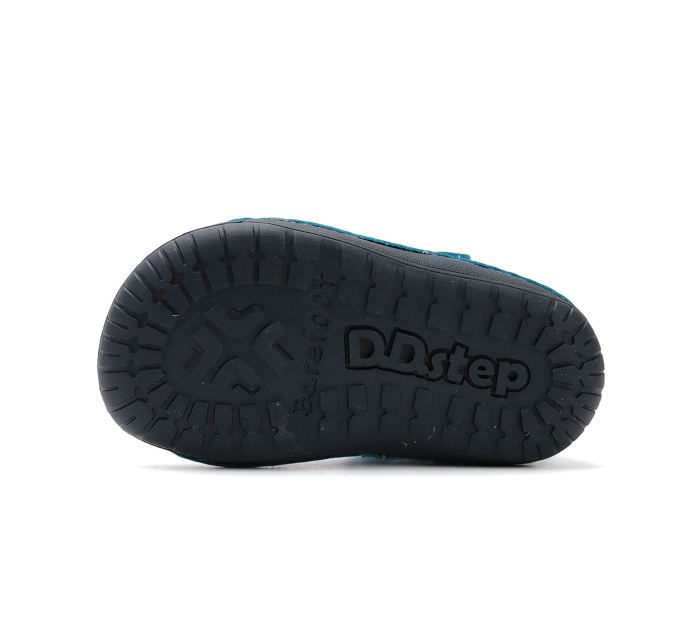 Pantofi decupați - sandale băieți barefoot primii pași, piele naturală, albastru DDStep [7]