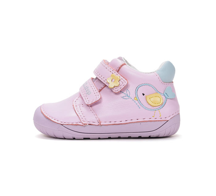 Pantofi din piele naturala fete barefoot, roz cu vrăbiuță- DD Step [3]