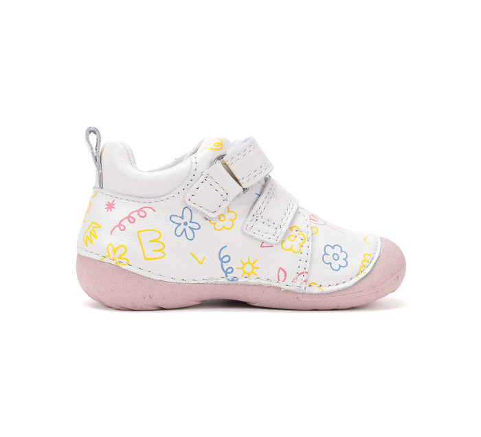 Pantofi fete din piele naturală, alb/multicolor - DD Step [4]