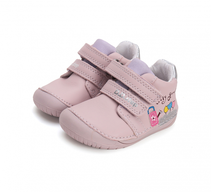 Pantofi fete din piele naturala, barefoot, roz - DD Step [1]