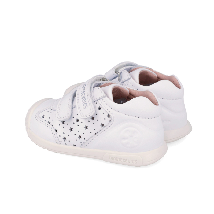 Pantofi fete din piele naturală, model perforat cu steluțe, alb - Biomecanic [5]