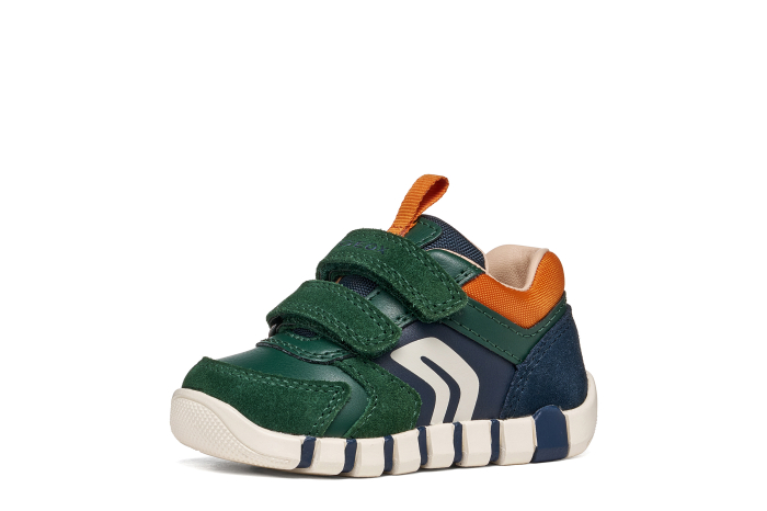 Pantofi sport băieți Geox B3555D05422C3P2T din piele naturală si întoarsă – Verde închis și bleumarin [6]