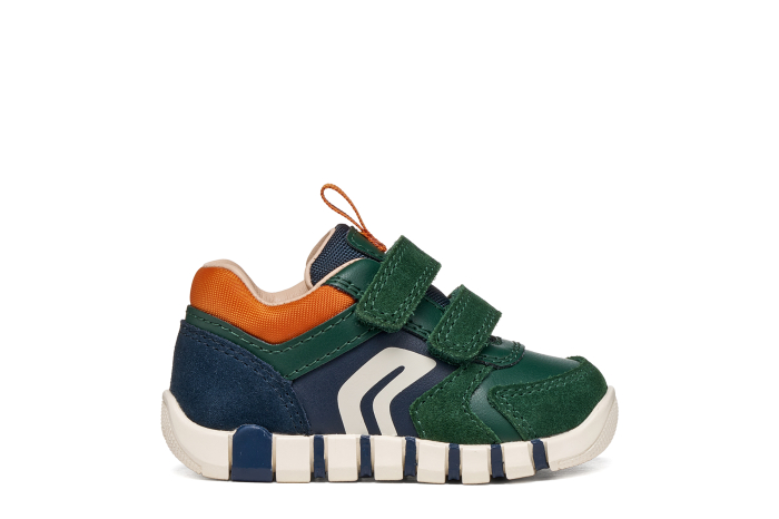Pantofi sport băieți Geox B3555D05422C3P2T din piele naturală si întoarsă – Verde închis și bleumarin [5]