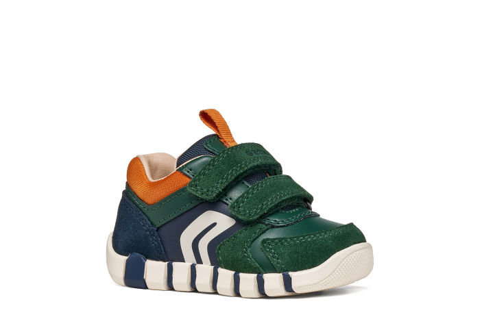 Pantofi sport băieți Geox B3555D05422C3P2T din piele naturală si întoarsă – Verde închis și bleumarin [7]