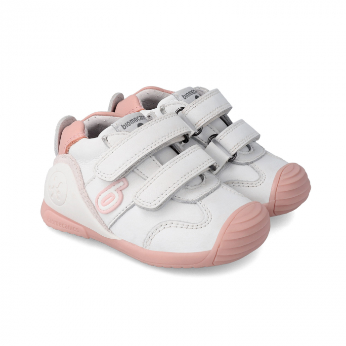 Pantofi sport fete din piele naturală alb/roz Biomecanics [1]