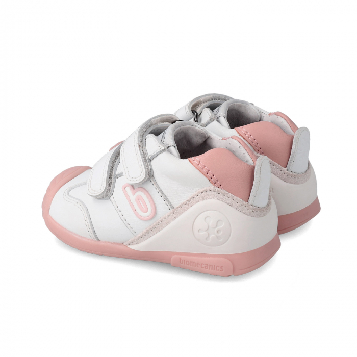 Pantofi sport fete din piele naturală alb/roz Biomecanics [2]