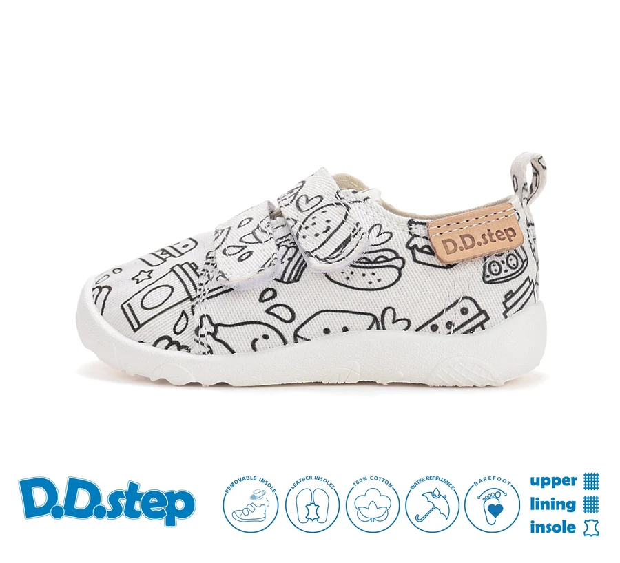 Pantofi sport ușori canvas din pânză de bumbac, alb/de colorat, DD Step [4]