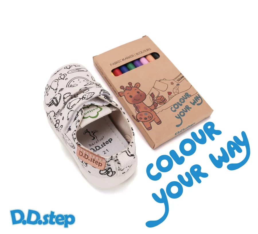 Pantofi sport ușori canvas din pânză de bumbac, alb/de colorat, DD Step [3]