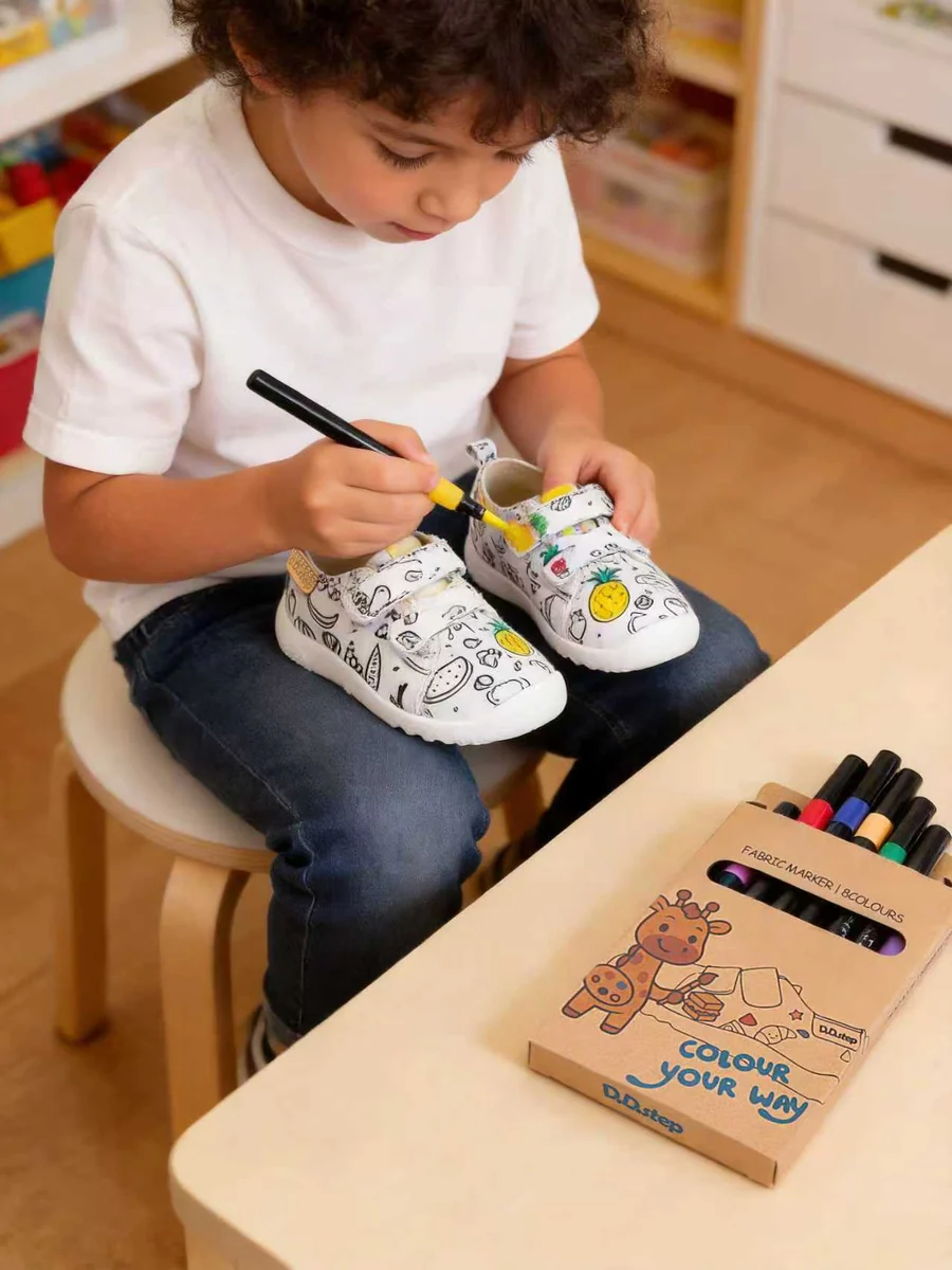 Pantofi sport ușori canvas din pânză de bumbac, alb/de colorat, DD Step [12]