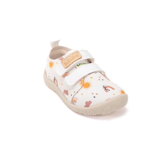 Pantofi sport ușori fete din pânză de bumbac, alb/multicolor, DD Step [2]