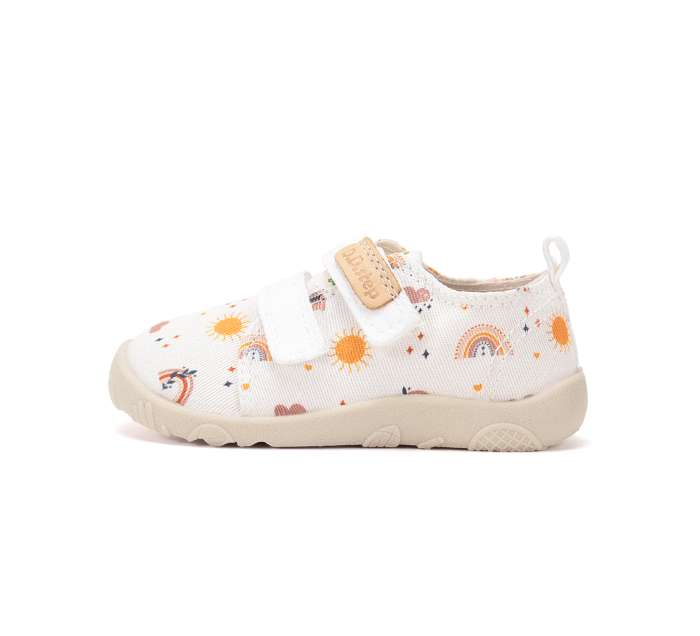 Pantofi sport ușori fete din pânză de bumbac, alb/multicolor, DD Step [4]