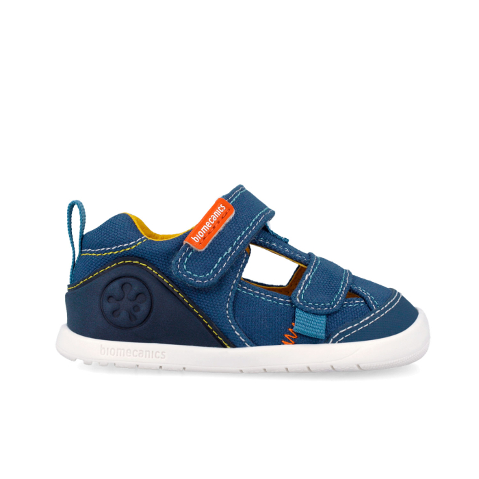 Sandale baieți canvas, barefoot, calapod lat, albastru jeans - Biomecanics [4]