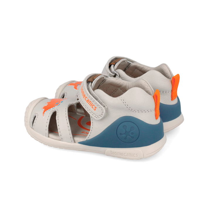 Sandale baieți din piele naturală, model dinozauri, bej - Biomecanics [3]