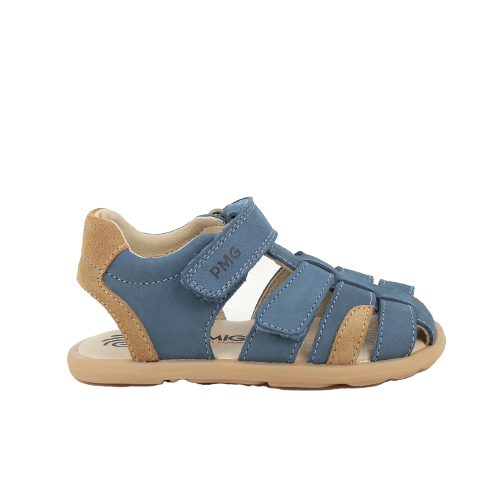 Sandale copii baieti din piele naturala nabuc, bareboot, bleumarin-maro, Primigi [2]