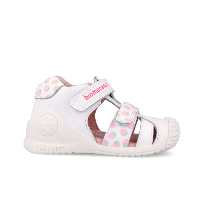 Sandale fete din piele naturală, model căpsuni, alb - Biomecanics [4]