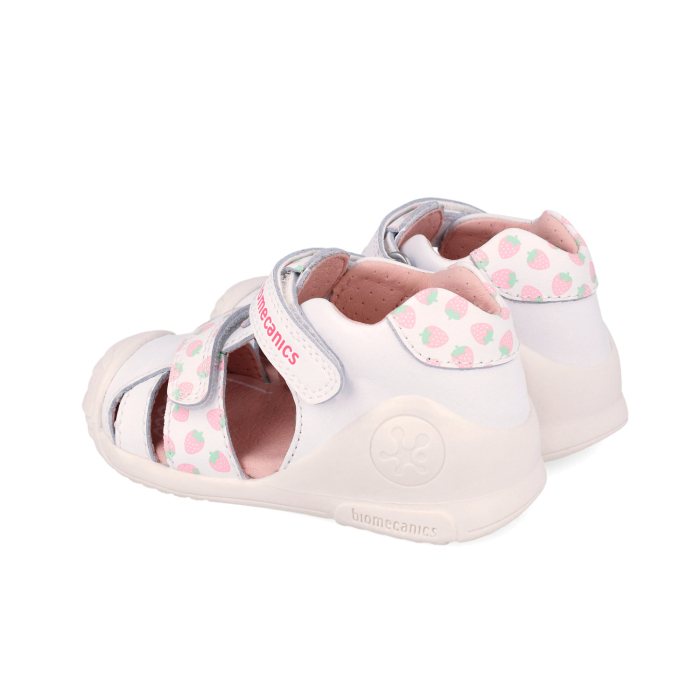 Sandale fete din piele naturală, model căpsuni, alb - Biomecanics [2]