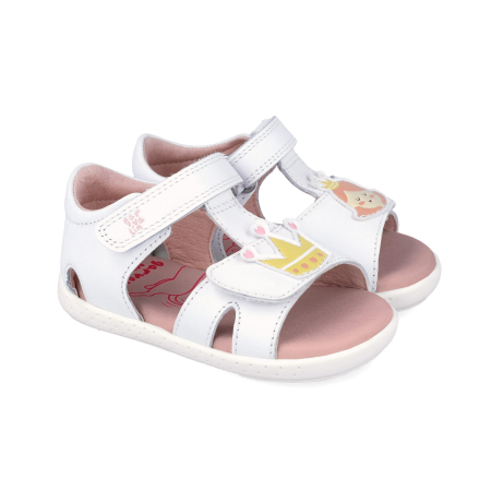 Sandale - barefoot, fete, din piele, culoare alb, Garvalin