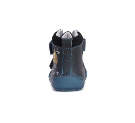 Ghete baieti din piele naturala, barefoot-bleumarin DD Step [2]