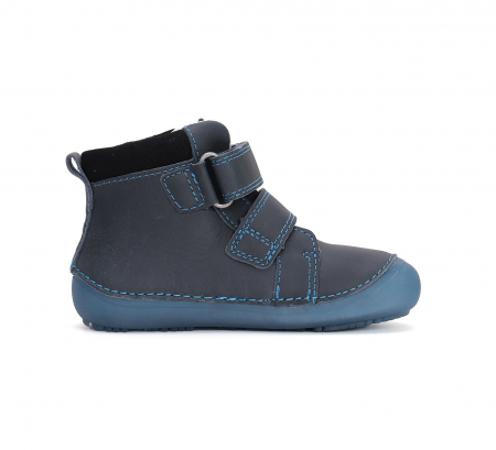 Ghete baieti din piele naturala, barefoot-bleumarin DD Step [3]