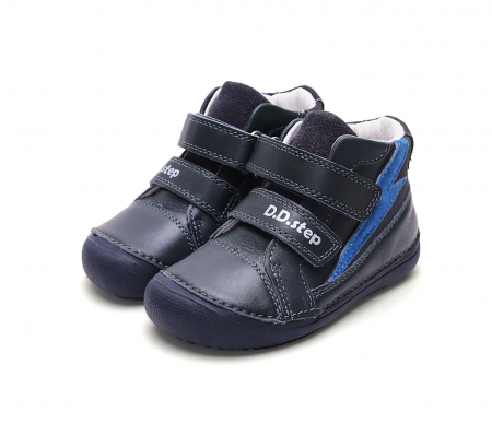 Ghete baieti - Ghete baieti din piele naturala, barefoot - negru DD Step
