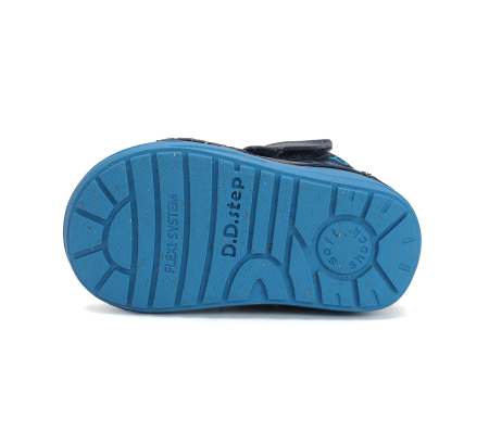 Ghete băieți îmblănite și impermeabile din piele naturală negru/albastru- DDStep [5]