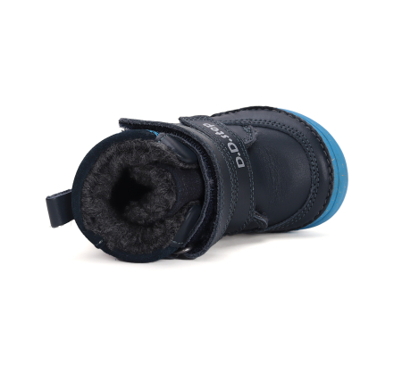 Ghete băieți îmblănite și impermeabile din piele naturală negru/albastru- DDStep [4]