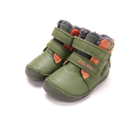 Incaltaminte baieti - Ghete Copii Baieti DDStep Imblaniti Verde Oliv cu Tigru Brodat W070-62660A - Piele Naturală