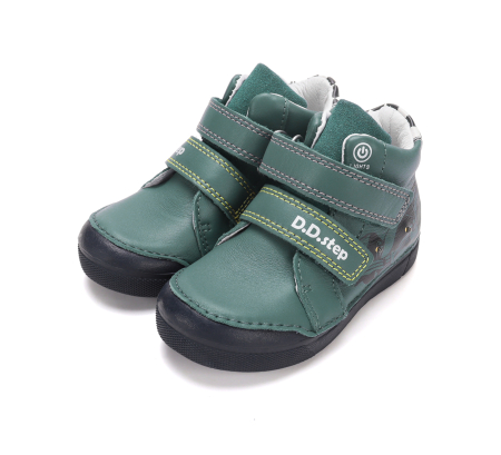 Incaltaminte baieti - Ghete Copii Băieți DDStep Verde Emerald cu Luminițe LED A068-62454B - Piele Naturală
