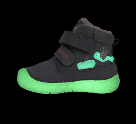 Ghete fete îmblănite din piele naturală gri/roz fosforescente- DDStep [1]