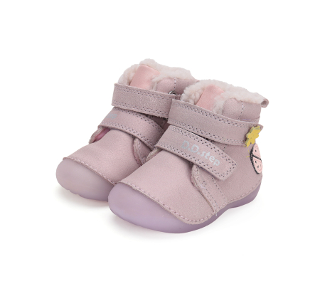 Ghete fete - Ghete fete îmblănite din piele naturală roz - DD Step