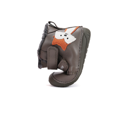 Ghete îmblănite din piele naturală barefoot kaki - DDStep [4]