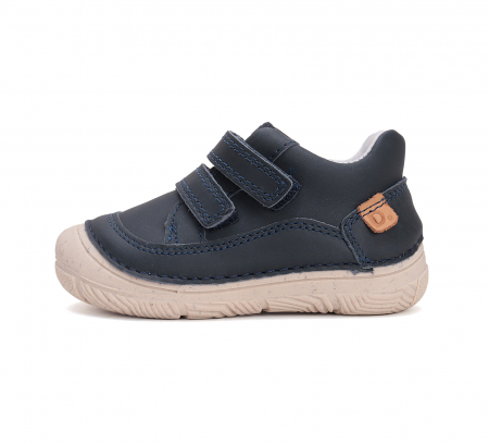 Pantofi baieti din piele naturala, barefoot bleumarin DD Step [1]