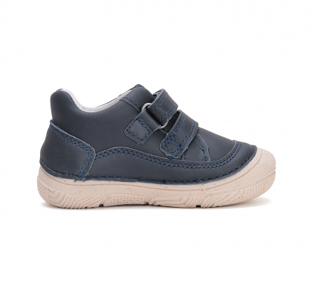 Pantofi baieti din piele naturala, barefoot bleumarin DD Step [3]
