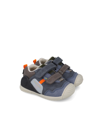 Pantofi baieti - Pantofi copii, baieti, din piele, albastru denim, cu interior captusit, Biomecanics