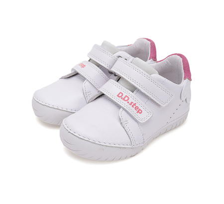 Pantofi fete - Pantofi copii fete, din piele naturala, cu floare roz SUN REACTIVE - DD Step